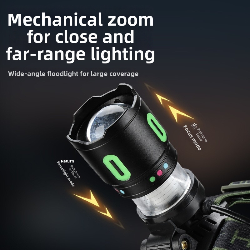 Frontala pentru cap pentru drumeții cu LED, 20 W, baterie reîncărcabilă 3x18650, impermeabilă, rază până la 500 m