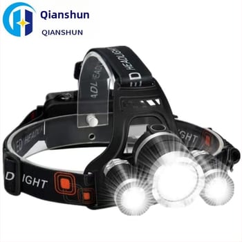 Lampa frontală cu trei LED-uri, încărcabilă, 10W, baterie 5800 mAh, rază 100–200 m