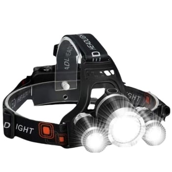 Lampa frontală cu trei LED-uri, încărcabilă, 10W, baterie 5800 mAh, rază 100–200 m