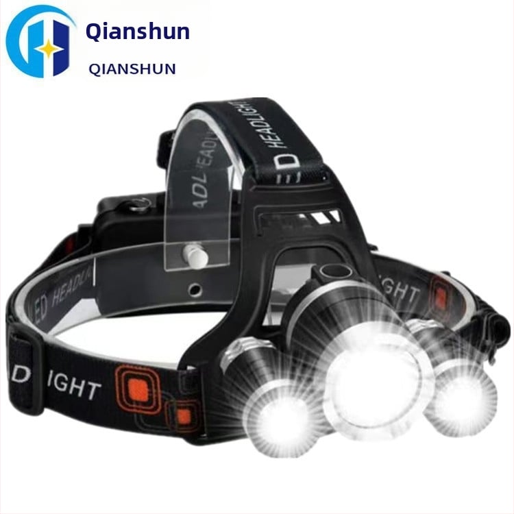 Lampa frontală cu trei LED-uri, încărcabilă, 10W, baterie 5800 mAh, rază 100–200 m