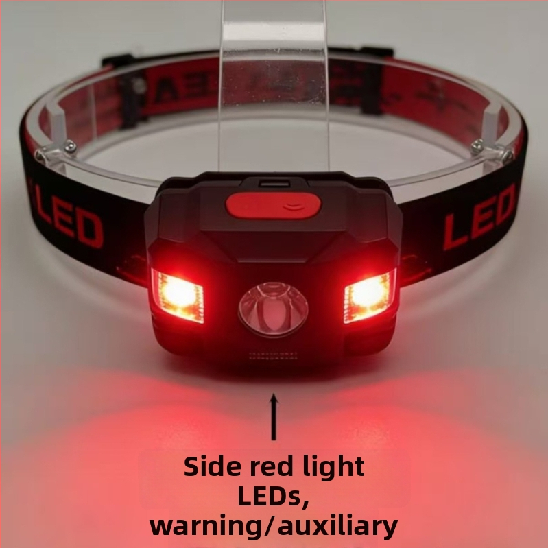 Kültéri szenzoros fejlámpa – újratölthető LED, vízálló, 500 m fénysugár, üzemidő 3–5 óra