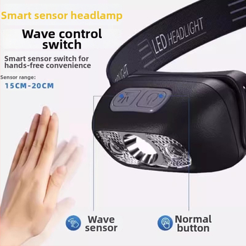 Galvos žibintas, įkraunamas, atsparus vandeniui, naktinei žvejybai, nešiojamas