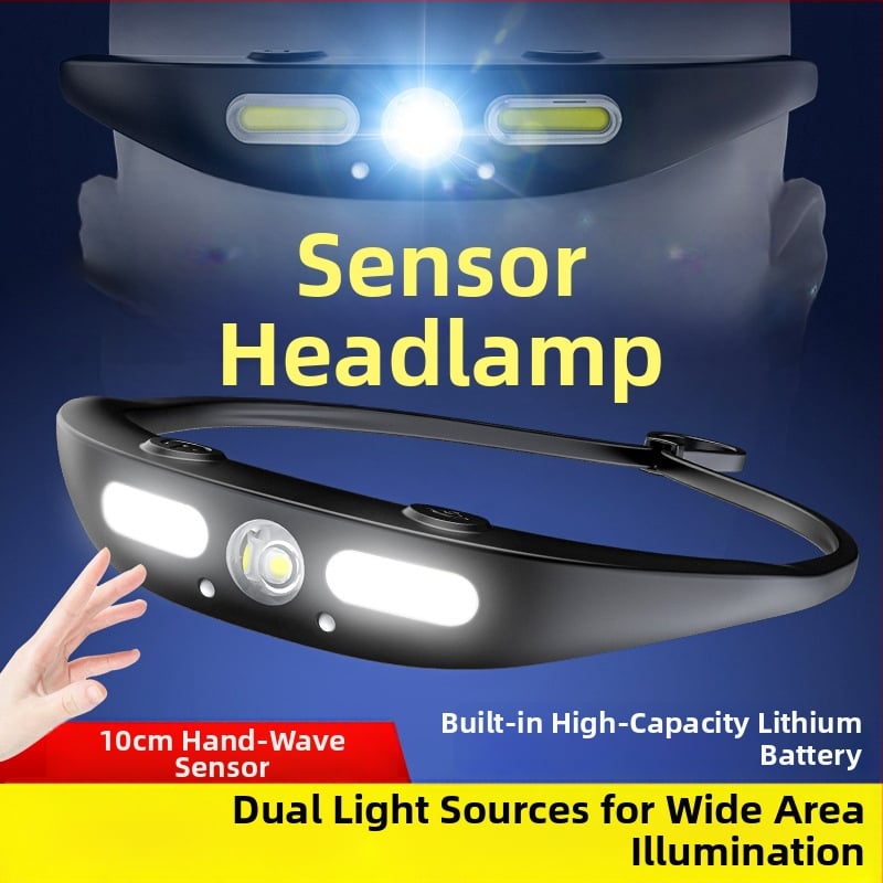 Fejlámpa kültéri sportokhoz | XPG COB fény, újratölthető akkumulátor, 100 m fénysugár, 2,5 órás üzemidő, vízálló