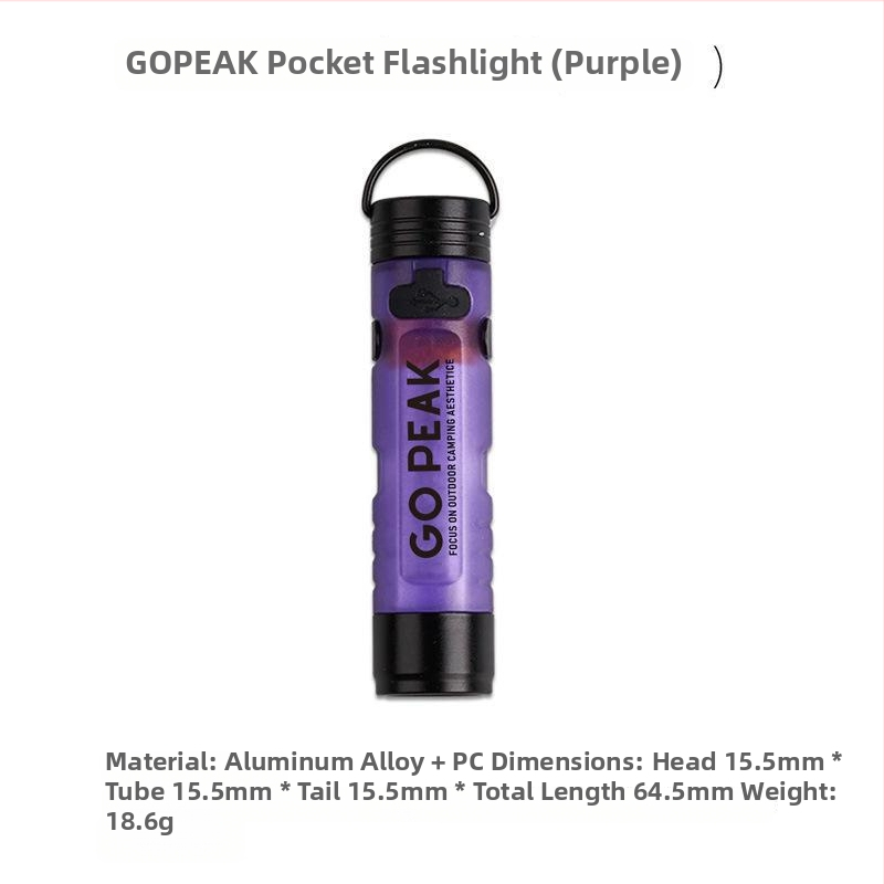 GOPEAK Pārnēsājamais ārējais LED lukturis, uzlādei, alumīnija sakausējuma korpuss, iekļauts lādētājs