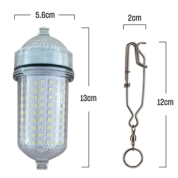 AA elemről működő LED alatti halászati lámpa, 360° forgás, 50–100 m hatótávolság, műanyag test, merüléshez, kempingezéshez és éjszakai horgászathoz