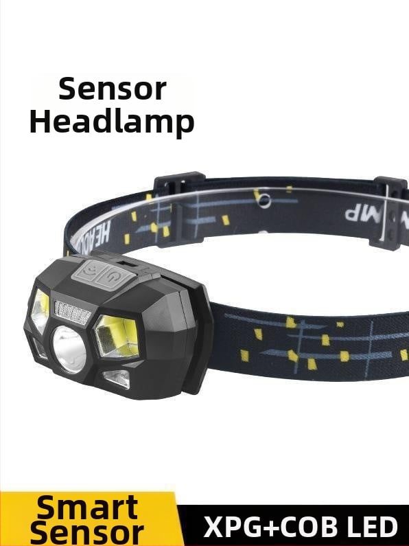 LED fejlámpa, újratölthető, vízálló, 200 m fénysugár, 6 órás üzemidő, fejhez rögzíthető pánt