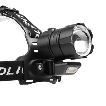 Čelna lampica XHP90 + COB, 45° nagib snopa, USB punjenje, LED 20W, baterije 3×18650