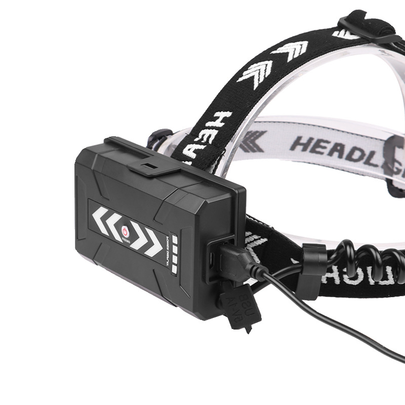 Čelna lampica XHP90 + COB, 45° nagib snopa, USB punjenje, LED 20W, baterije 3×18650