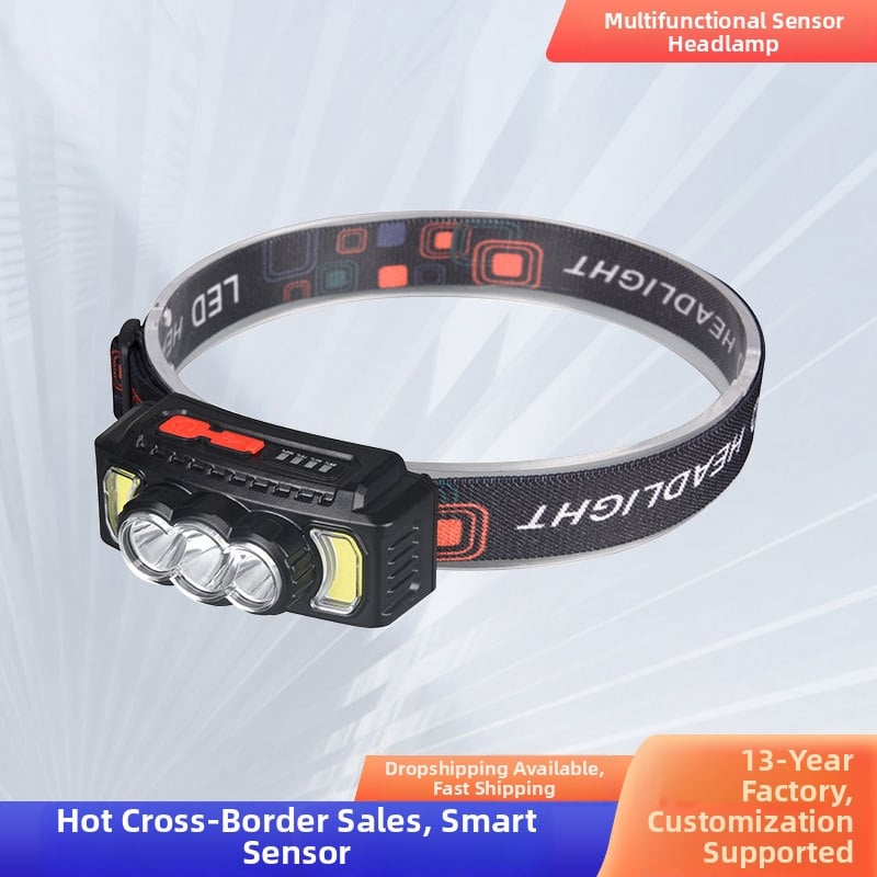 LED újratölthető fejlámpa, modell 810, 155 g, vízálló, 100 m fénycsóva, üzemidő 3–5 óra