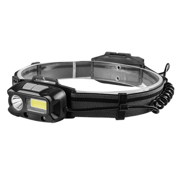 Lampa frontală COB dublu LED și senzor de gesturi (5W, 1200mAh, reîncărcabilă, energie generată manual, rază 50–100 m)