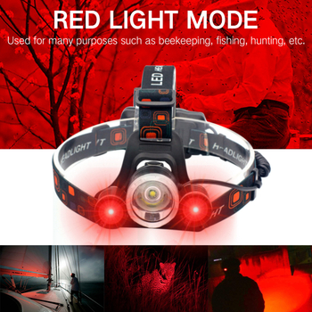 Čelna LED lampica s 4 načina, fiksno fokusiranje, LED, baterija 18650, 4800mAh, detekcija bankovnih novčanica i fluorescenciju, za ribolov na otvorenom