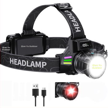 LED galvos žibintas, įkraunamas, atsparus vandeniui, 200 m spindulys, modelis QY-TD113021