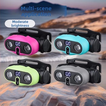 Lampa frontală pentru pescuit în aer liber — ultra-ușoară, LED, reîncărcabilă, alimentare manuală, 800 mAh, rază 100–200 m