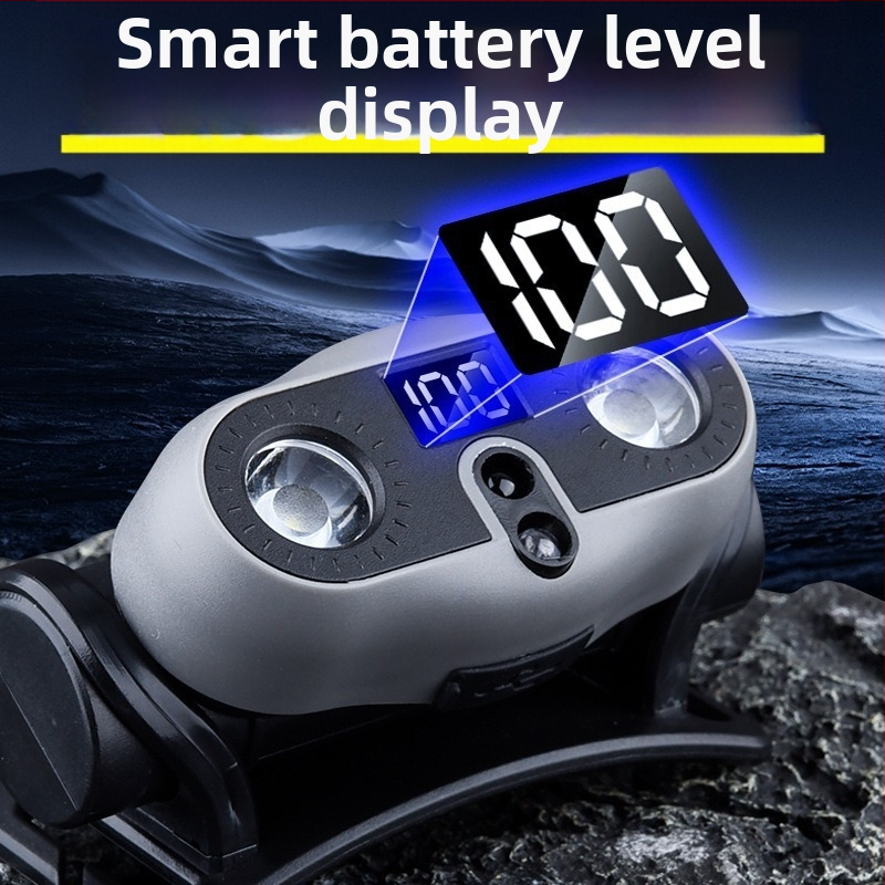 Lampa frontală pentru pescuit în aer liber — ultra-ușoară, LED, reîncărcabilă, alimentare manuală, 800 mAh, rază 100–200 m