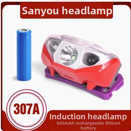 Sanyou 307A galvos žibintuvas su gestų valdymu, lauko žvejybai, galvos diržo pritvirtinta šviesa