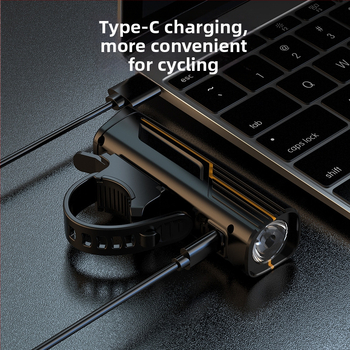 Φανάρι μπροστινό ποδηλάτου LED, 10W, επαναφορτιζόμενη μπαταρία 1200 mAh, σώμα από κράμα αλουμινίου, εμβέλεια έως 50 m (LED, 10W, 1200 mAh, κράμα αλουμινίου, 50 m)