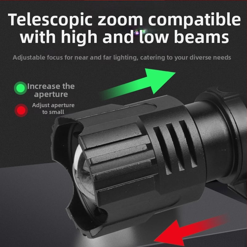 Čelová lampa na rybolov s hliníkovou zliatinou, LED s vysokou jasnosťou, nabíjateľná; Model 8071, hmotnosť 175 g, dosvit 200–300 m, doba svitu 3 h