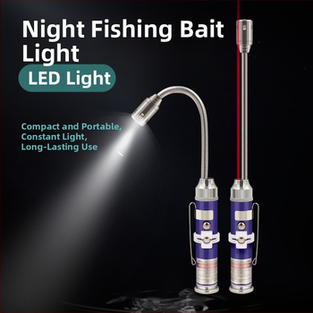 Naktinė žvejybos LED lemputė masalams su aliuminio lydinio korpusu, baterijų maitinimas, magnetas, diapazonas iki 50 m
