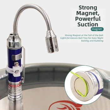 Naktinė žvejybos LED lemputė masalams su aliuminio lydinio korpusu, baterijų maitinimas, magnetas, diapazonas iki 50 m