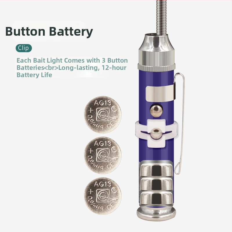 Naktinė žvejybos LED lemputė masalams su aliuminio lydinio korpusu, baterijų maitinimas, magnetas, diapazonas iki 50 m