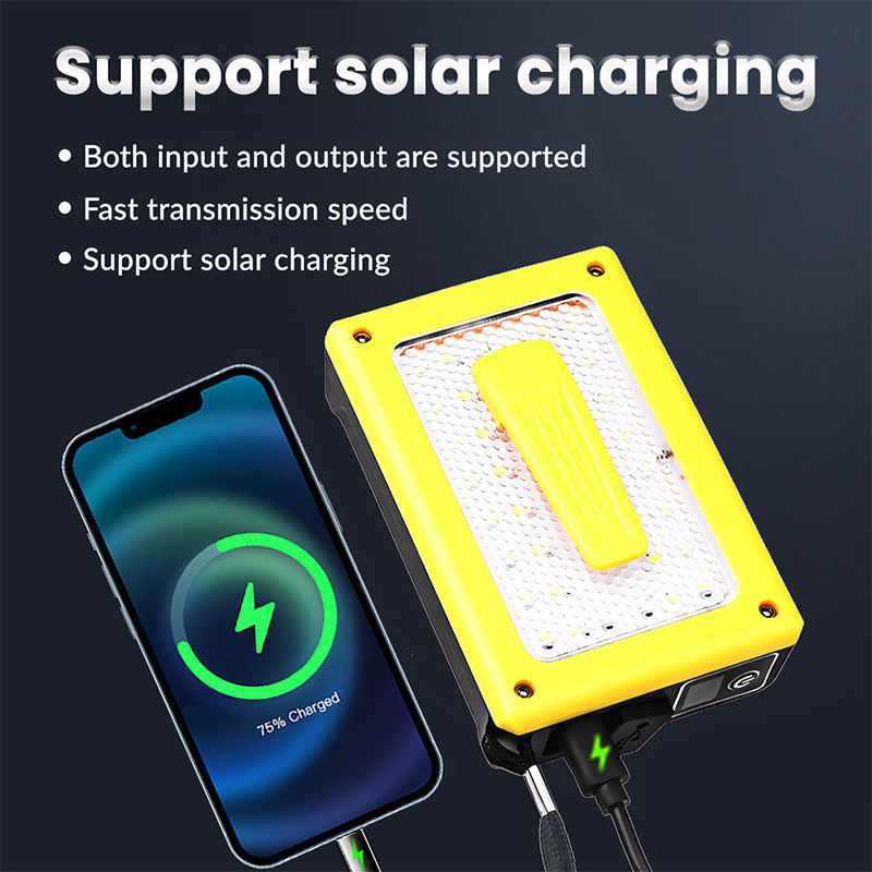 Frontala pentru cap cu încărcare solară, LED, 30W, baterie Li‑ion încorporată, impermeabilă