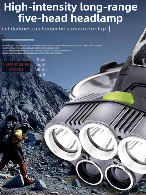 USB nabíjateľná čelovka LED T6, dosvit 500 m, výdrž 4–8 h, hmotnosť 200 g