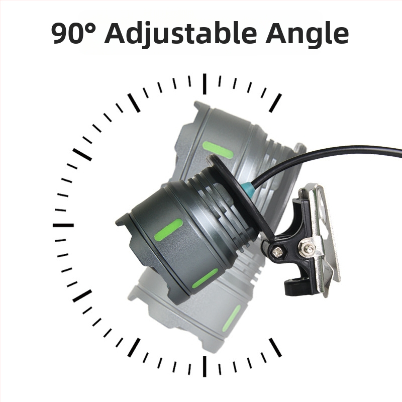 Nakties žvejybos lempos galva su USB išoriniu maitinimu, pastovus srovė, 5V reguliuojamas fokusas, trijų LED šviesos šaltinių, diapazonas 200–500 m