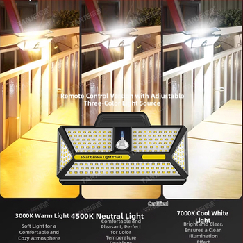 Εξωτερικό LED φωτιστικό με κλιπ, ηλιακό, με τηλεχειριστήριο, ανίχνευση κίνησης, περιστροφή 360°, 25W