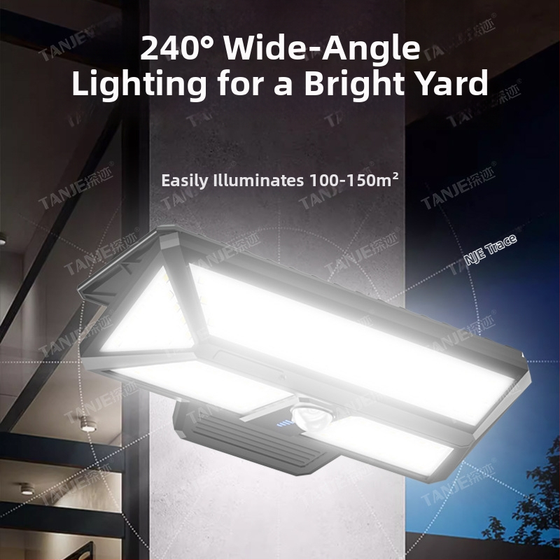 Lauko LED saulės klipsinis šviestuvas su nuotoline valdymu, judesio jutiklis, 360° pasisukimas, 25W