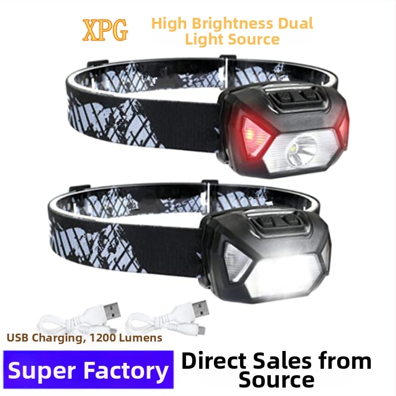 LW808-USB fejfény — USB-töltéses LED fejlámpa, 300 lm, 1200 mAh akkumulátor, 6 órás működési idő, 100–200 m fénycsugár, vízálló