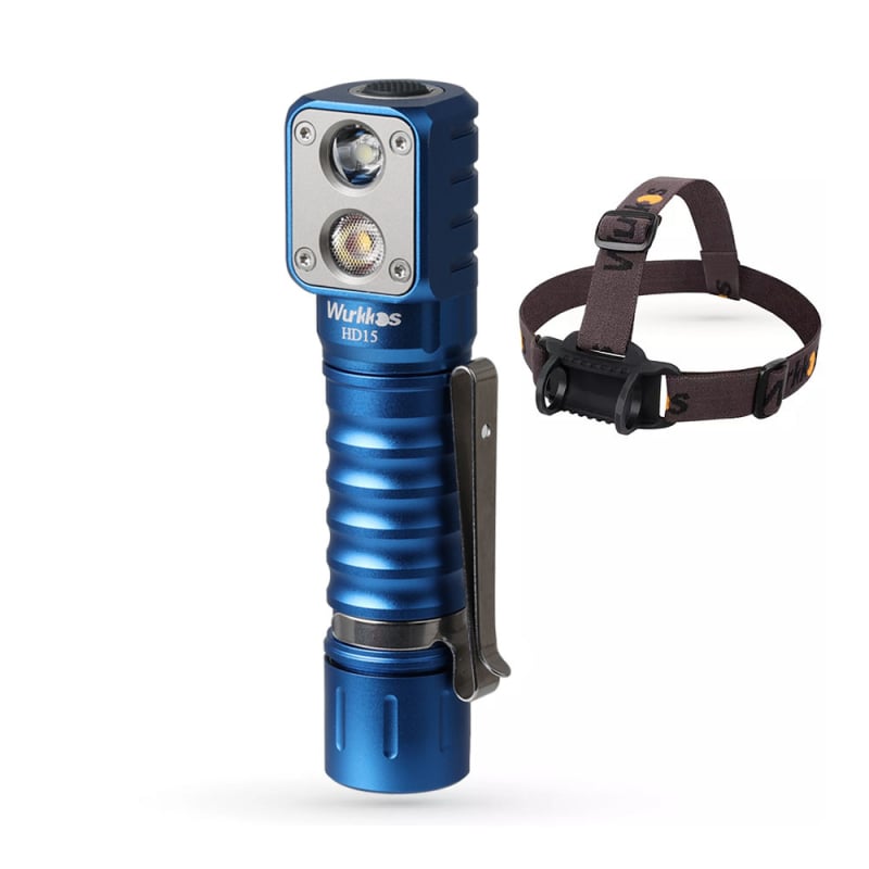 WURKKOS HD15 dvostruko LED svjetlo s glavu i ručno za kampiranje; kućište od aluminijske legure, 20 W, 3000 mAh punjiva baterija, LED svjetlo, domet 50–100 m
