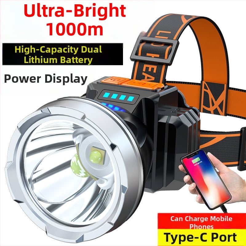 LED κεφαλοφανάρι, επαναφορτιζόμενο, υπερφωτεινό, μακρινή εμβέλεια