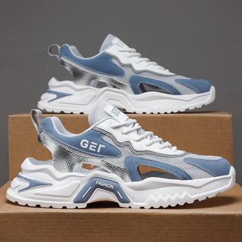 Vyriski sandalai su PU viršutine, gumine padas, kvėpuojantys, elastine juosta užsegimas — vasara, paplūdimio batai