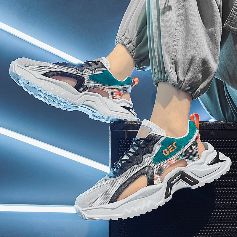 Vyriski sandalai su PU viršutine, gumine padas, kvėpuojantys, elastine juosta užsegimas — vasara, paplūdimio batai