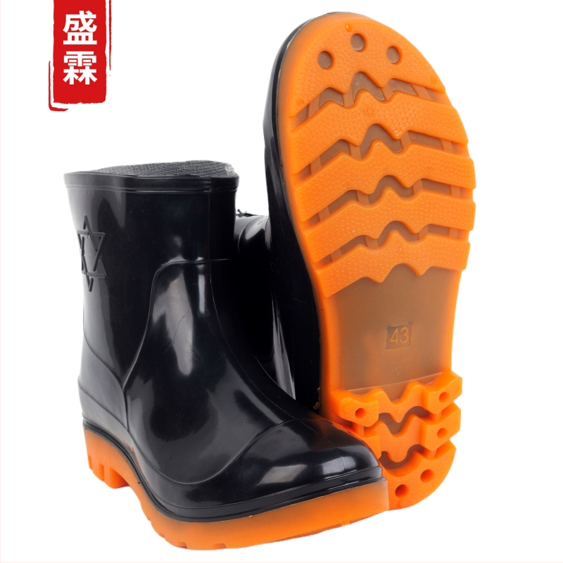 Dážďové čižmy - PVC vrchnok, podrážka z teľacej kože, výška čižmy stredná, nepremokavé, protišmykové