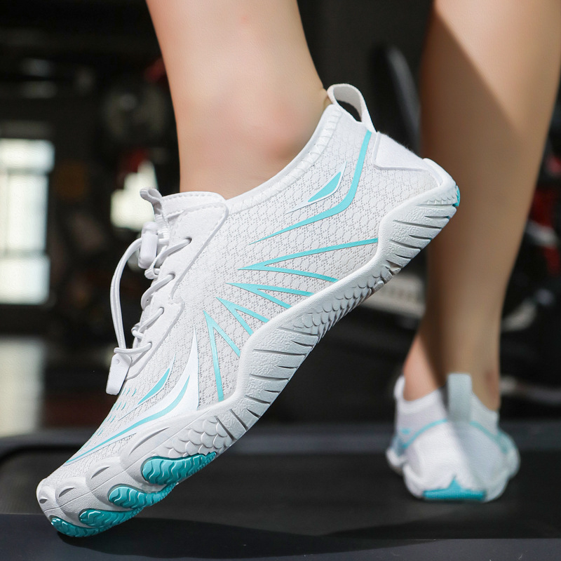 Речни обувки за водни походи - петопръстни водни обувки, нисък горнище, мрежеста вътрешност, противохлъзгаща гумена подметка