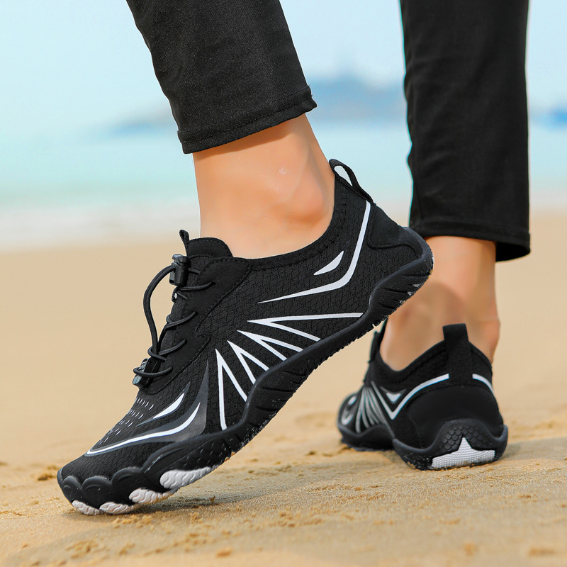 Речни обувки за водни походи - петопръстни водни обувки, нисък горнище, мрежеста вътрешност, противохлъзгаща гумена подметка