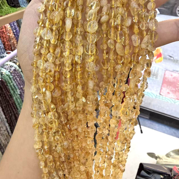 Perle od citrina za DIY nakit, nepravilne granule perle, poluproizvodi (Citrin; brušenje i poliranje; plemeniti uzorak; lagani luksuzni stil, šljunak)