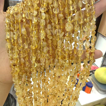 Perle od citrina za DIY nakit, nepravilne granule perle, poluproizvodi (Citrin; brušenje i poliranje; plemeniti uzorak; lagani luksuzni stil, šljunak)