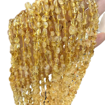 Perle od citrina za DIY nakit, nepravilne granule perle, poluproizvodi (Citrin; brušenje i poliranje; plemeniti uzorak; lagani luksuzni stil, šljunak)