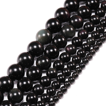 Prirodne crne obsidijanske kuglice – labave perle za nakit, za DIY narukvicu, poluproizvodi okrugle kuglice