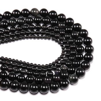 Prirodne crne obsidijanske kuglice – labave perle za nakit, za DIY narukvicu, poluproizvodi okrugle kuglice