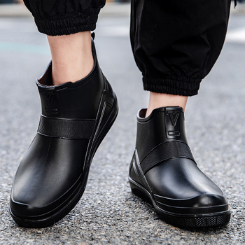 Muške čizme za kišu - PVC gornji dio, plastični potplat, niski vrat, PU ulošak, mrežasta podstava