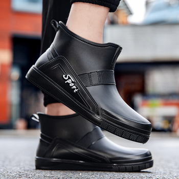 Muške čizme za kišu - PVC gornji dio, plastični potplat, niski vrat, PU ulošak, mrežasta podstava