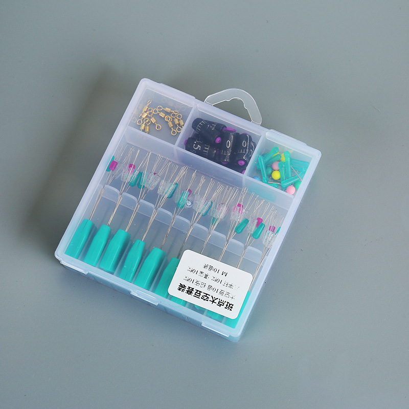 Set ribolovnih dodataka: spacer perle, plovnog sjedala, olovni omot, osmerokutni prsteni, glavne igle, 7+2 prozirno mrljaste perle