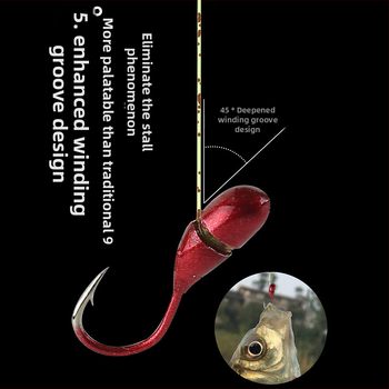 Dokončená sada rybárskeho vlascu s plávakom sedem hviezd a ostnatými háčikmi, penovým materiálom