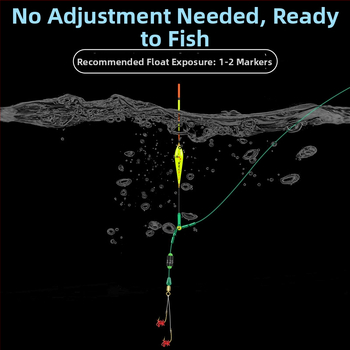 Nailoninė žvejybos linijų komplektas su paruošta pagrindine linija, be plūdės reguliavimo, auksinis gaubtas, dvigubas kabliukas, tinka upės žvejybai, ilgiai 2.7–5.4 m