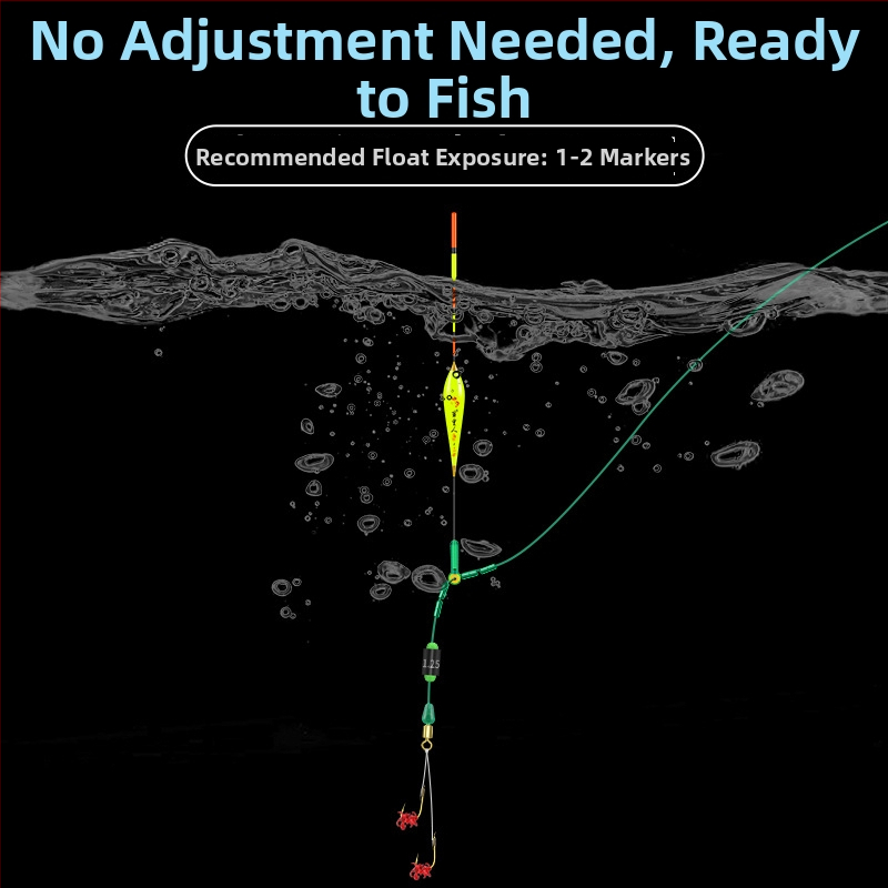 Nylonový rybársky vlasec sada s hotovo viazanou hlavnou šnúrou, bez nastaviteľného plaváka, zlatá trubička, dvojháčik, na riečnu rybárčinu, dĺžky 2.7–5.4 m