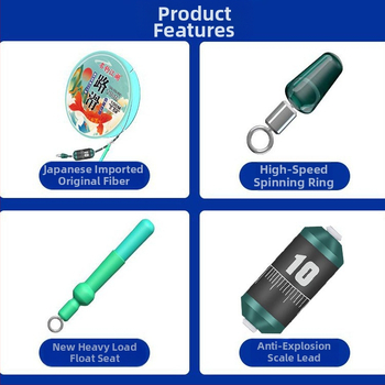 Slidžios plūdės žvejybos komplektas su PE pagrindine linija ir masalų rinkiniu didelėms žuvims