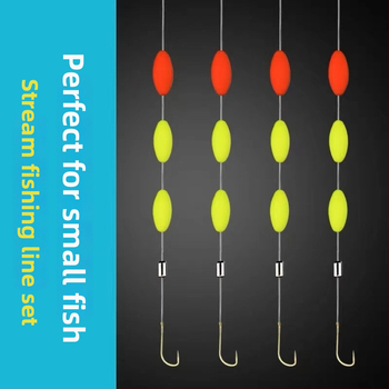 Upės žvejybos linijos komplektas su trimis plaukiojančiais kabliukais - pilnas komplektas